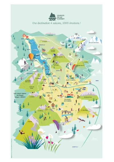 Carte illustrée des Sources du Lac d'Annecy